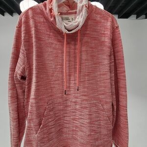 Free Planet Red Heathered Cowl Neck Sweater